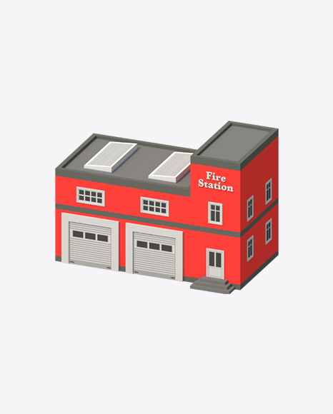 Low Poly Fire Station PNG