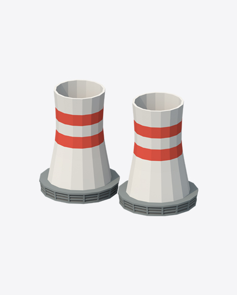 Low Poly Cooling Towers PNG