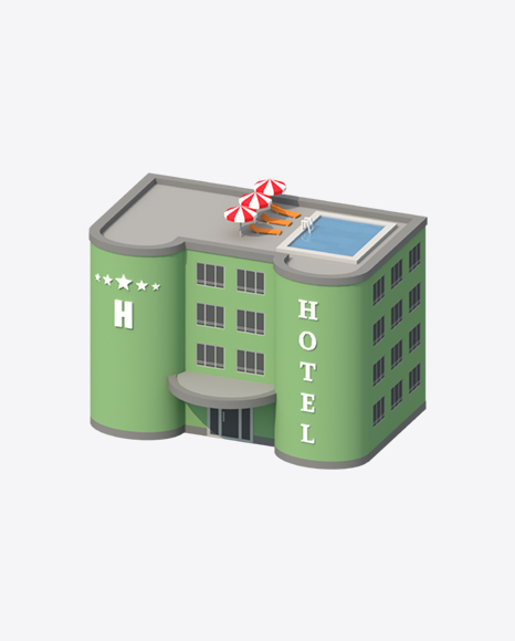 Low Poly Hotel PNG