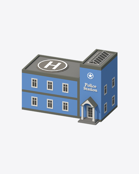 Low Poly Police Station PNG
