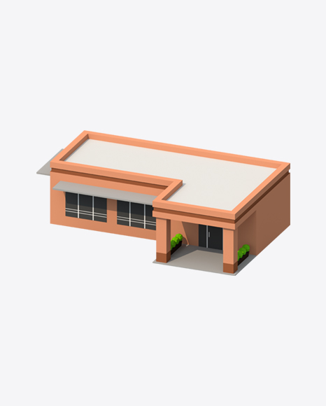 Low Poly Building PNG