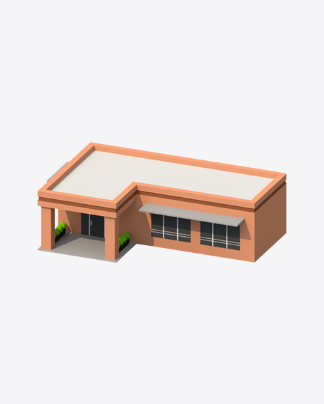 Low Poly Building PNG