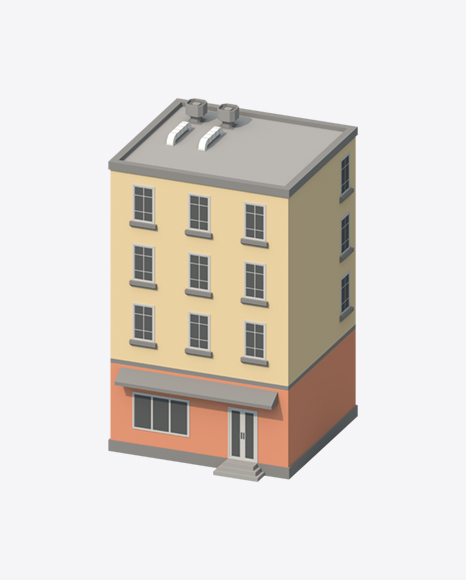 Low Poly Building PNG