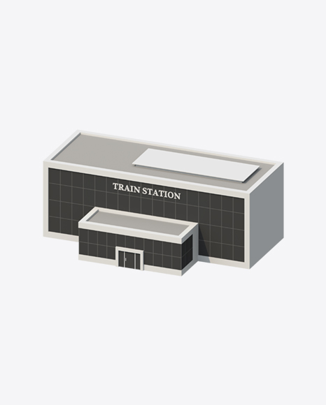 Low Poly Train Station PNG