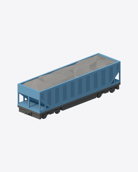 Low Poly Hopper Car with Coal PNG