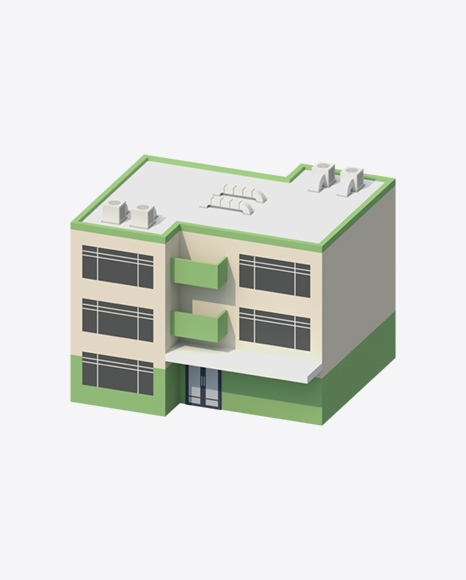 Low Poly Building PNG