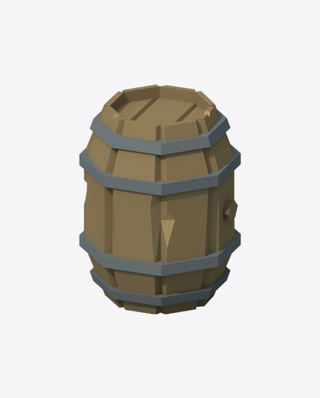 Low Poly Wooden Barrel
