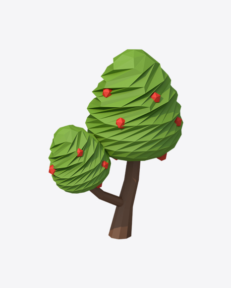 Low Poly Apple Tree PNG