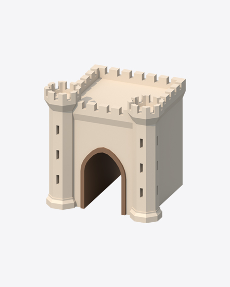 Low Poly Castle Gate PNG