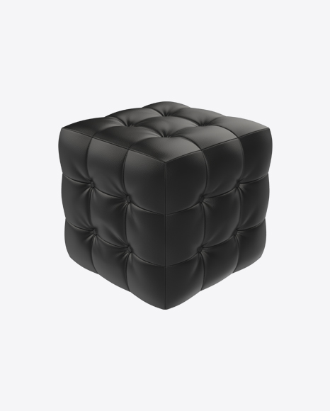 Black Leather Pouf