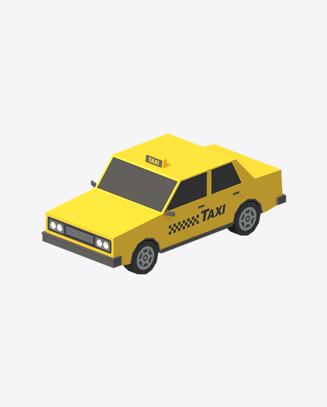 Low Poly Taxi Car PNG