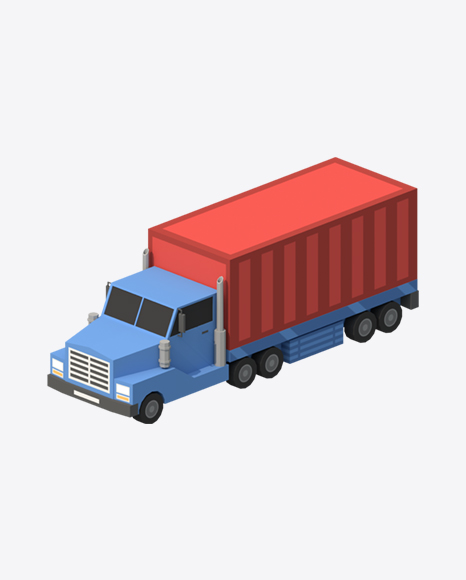 Low Poly Container Truck PNG