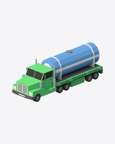 Low Poly Tanker Truck PNG