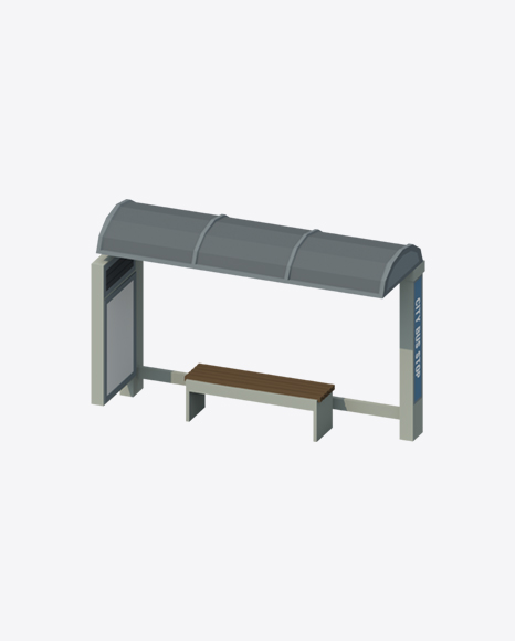 Low Poly Bus Stop PNG