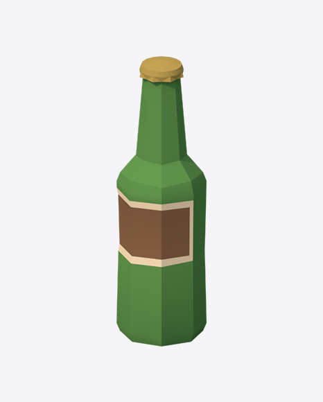 Low Poly Beer Bottle PNG