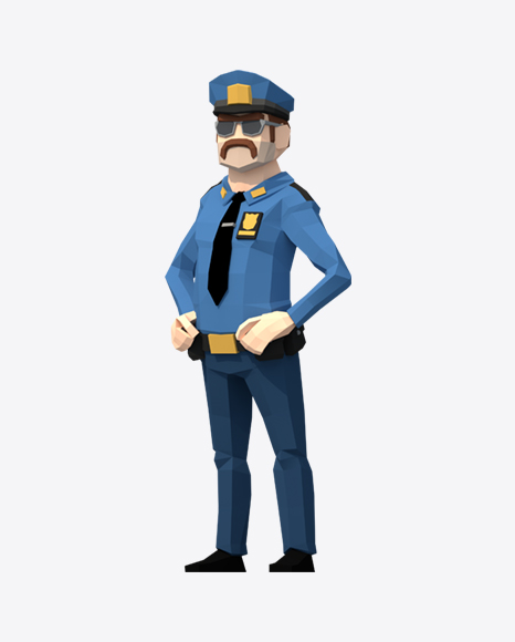 Low Poly Policeman PNG