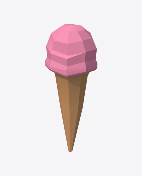 Low Poly Ice Cream Cone PNG
