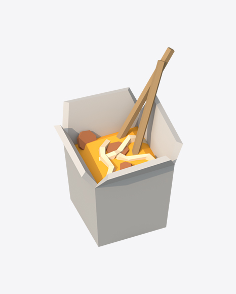 Low Poly Box of Noodles PNG