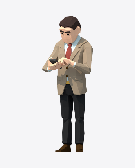 Low Poly Business Man PNG