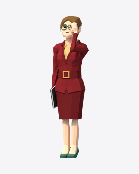 Low Poly Business Woman PNG