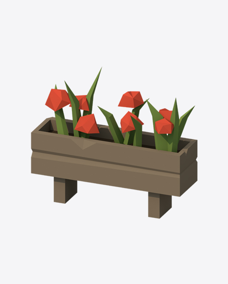 Low Poly Plants Pot PNG