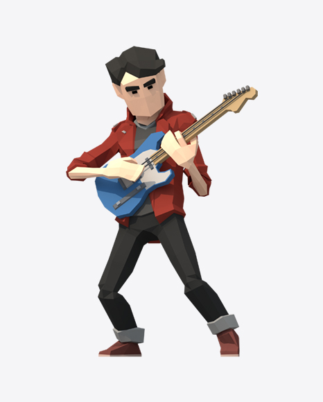 Low Poly Guitarist PNG
