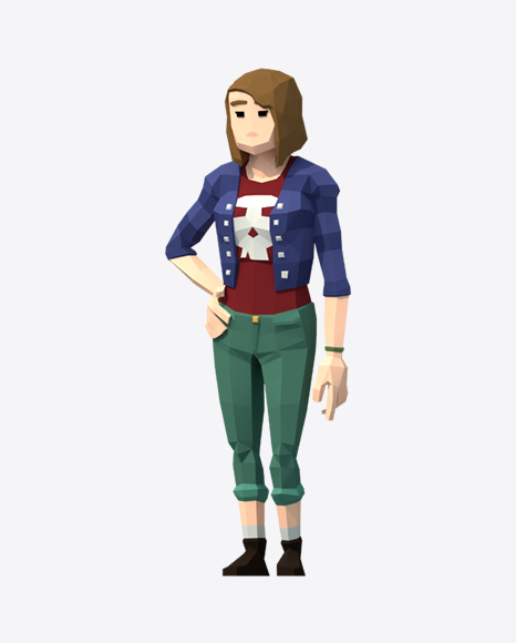 Low Poly Young Lady PNG