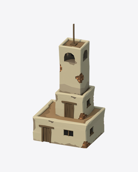 Low Poly Bell Tower PNG