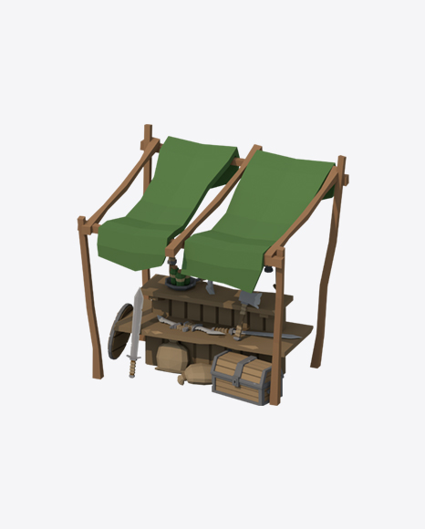 Low Poly Market Stall PNG