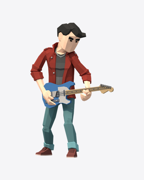 Low Poly Guitarist PNG