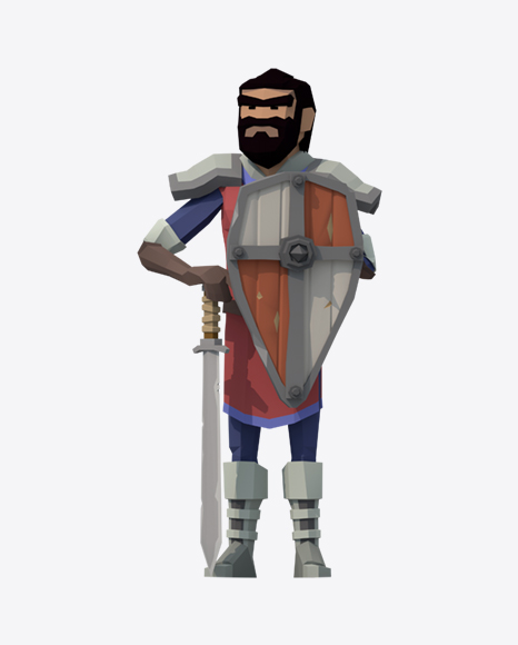 Low Poly Knight Guard PNG
