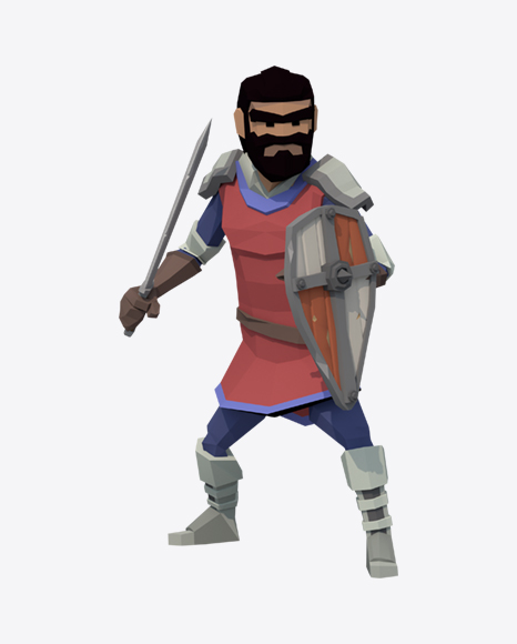 Low Poly Knight Guard PNG
