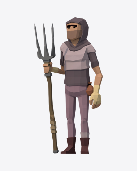 Low Poly Peasant PNG