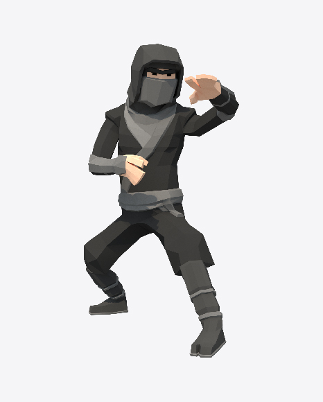 Download Low Poly Punchning Ninja Transparent Png On Yellow Images