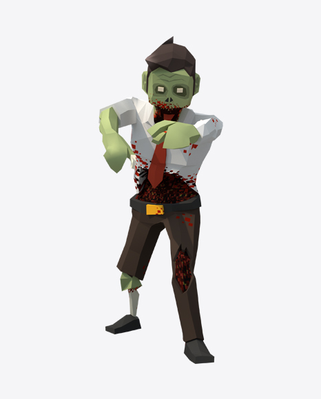 Low Poly Zombie PNG
