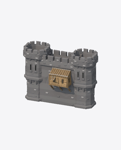 Low Poly Castle Wall PNG
