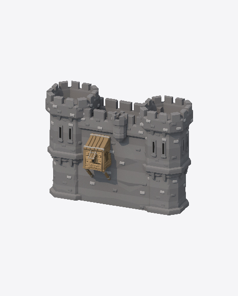 Low Poly Castle Wall PNG