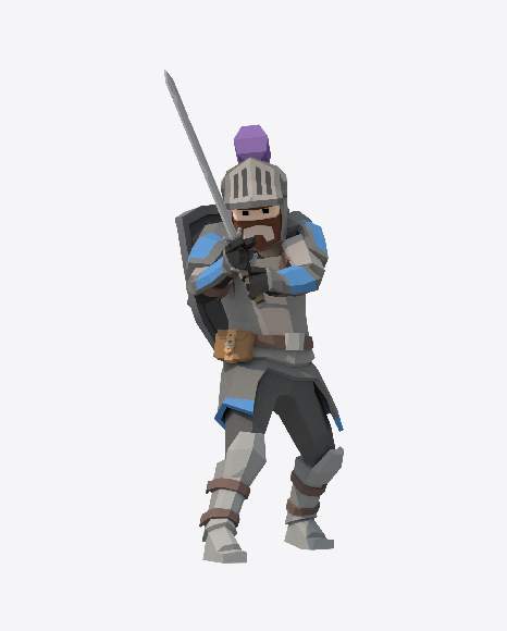 Low Poly Knight Sword Attack PNG