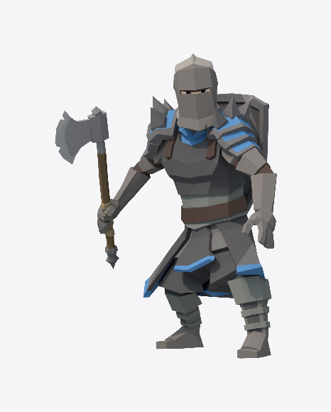 Low Poly Knight Axe Attack PNG