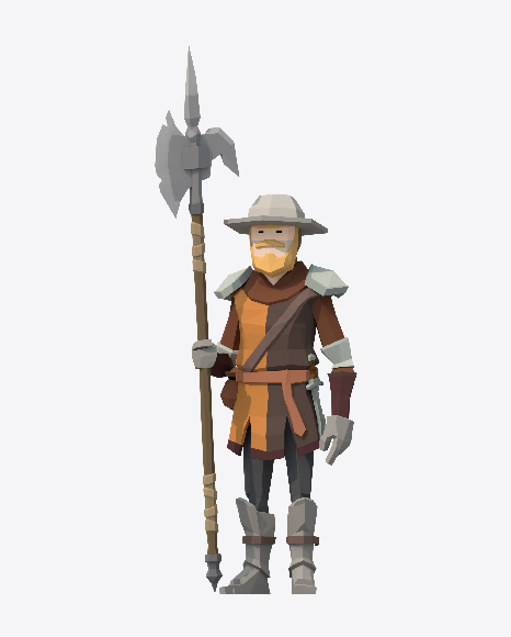 Low Poly Guarding Soldier PNG