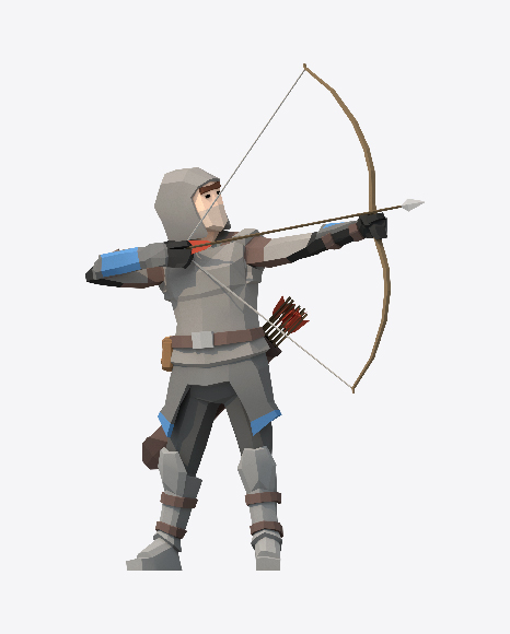 Low Poly Archer Aiming PNG