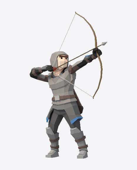 Low Poly Shooting Archer PNG