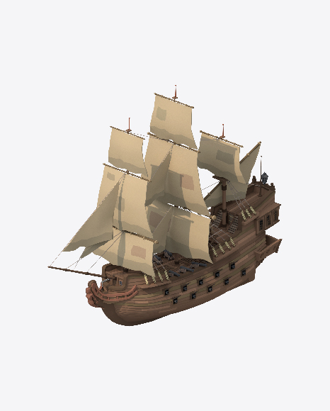 Low Poly Sailing Ship PNG