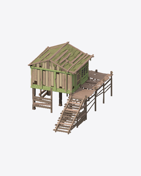 Low Poly Beach Hut PNG