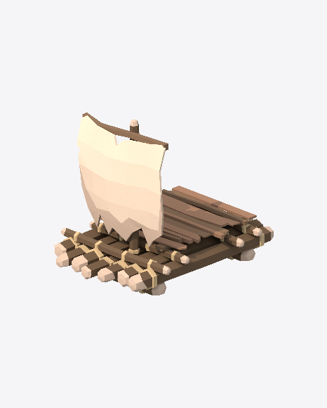 Low Poly Raft PNG