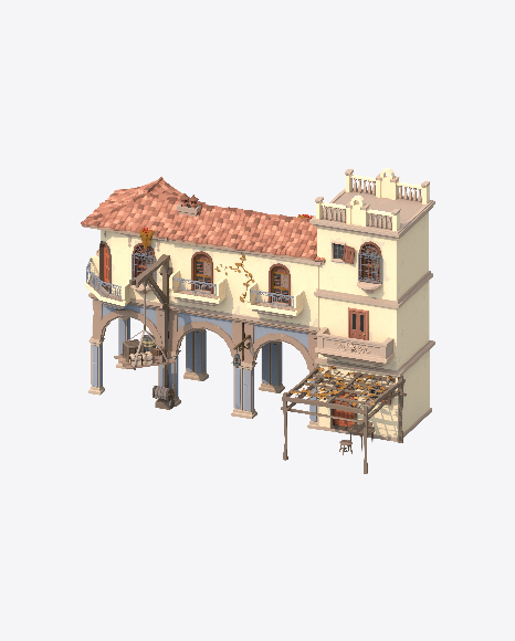 Low Poly Building PNG