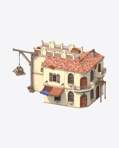 Low Poly Building PNG