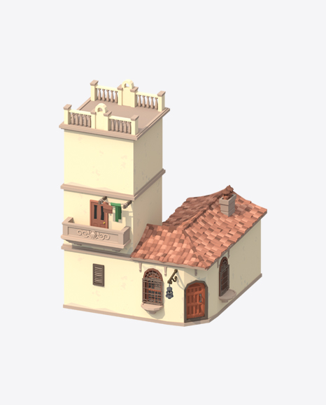 Low Poly Building PNG