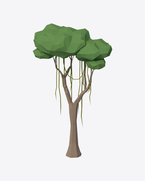 Low Poly Liana Tree PNG