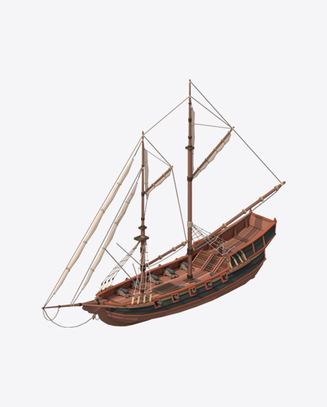 Low Poly Sailing Ship PNG